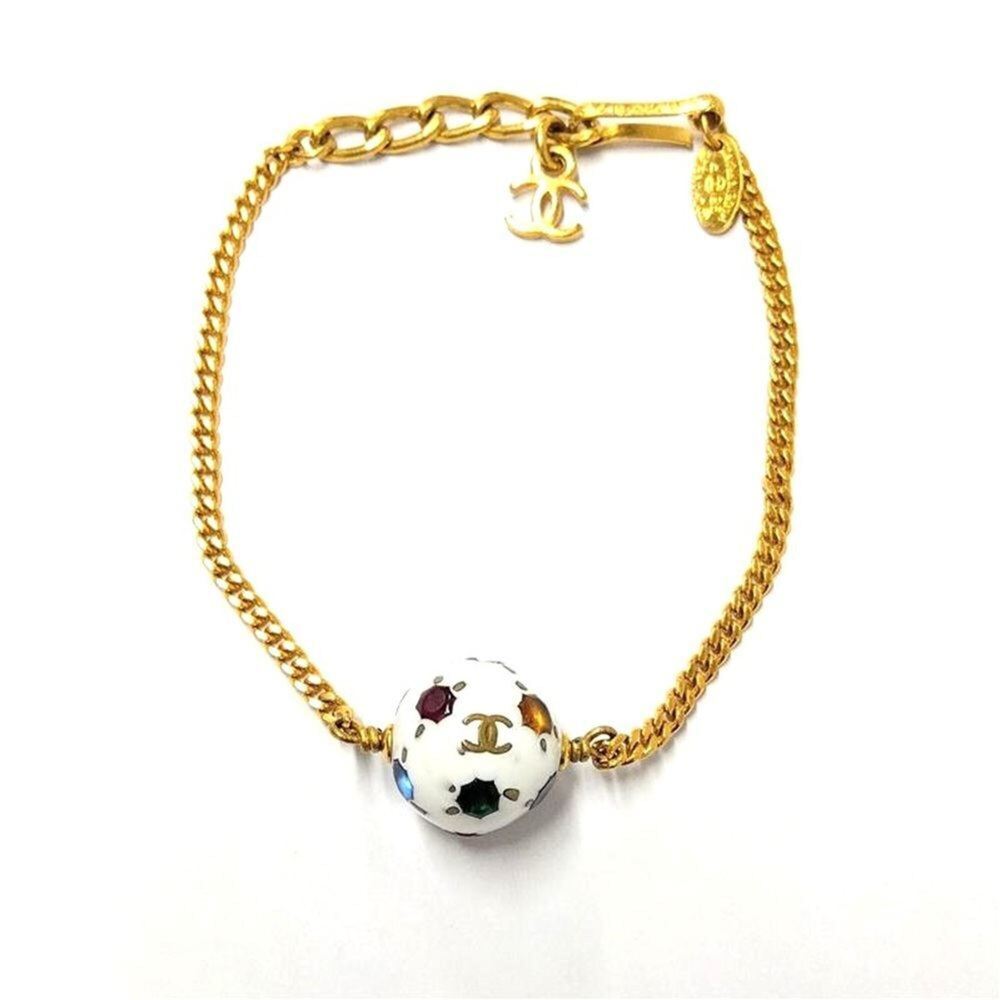 CHANEL Gold Logo Charm Bracelet